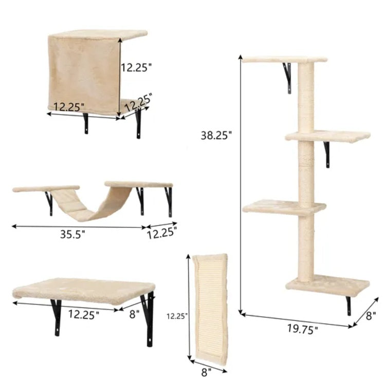5-Piece Floating Cat Lounge Shelve Climber