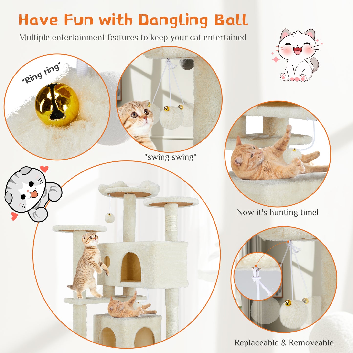 Multi Functional Cat Treehouse Climbing Frame