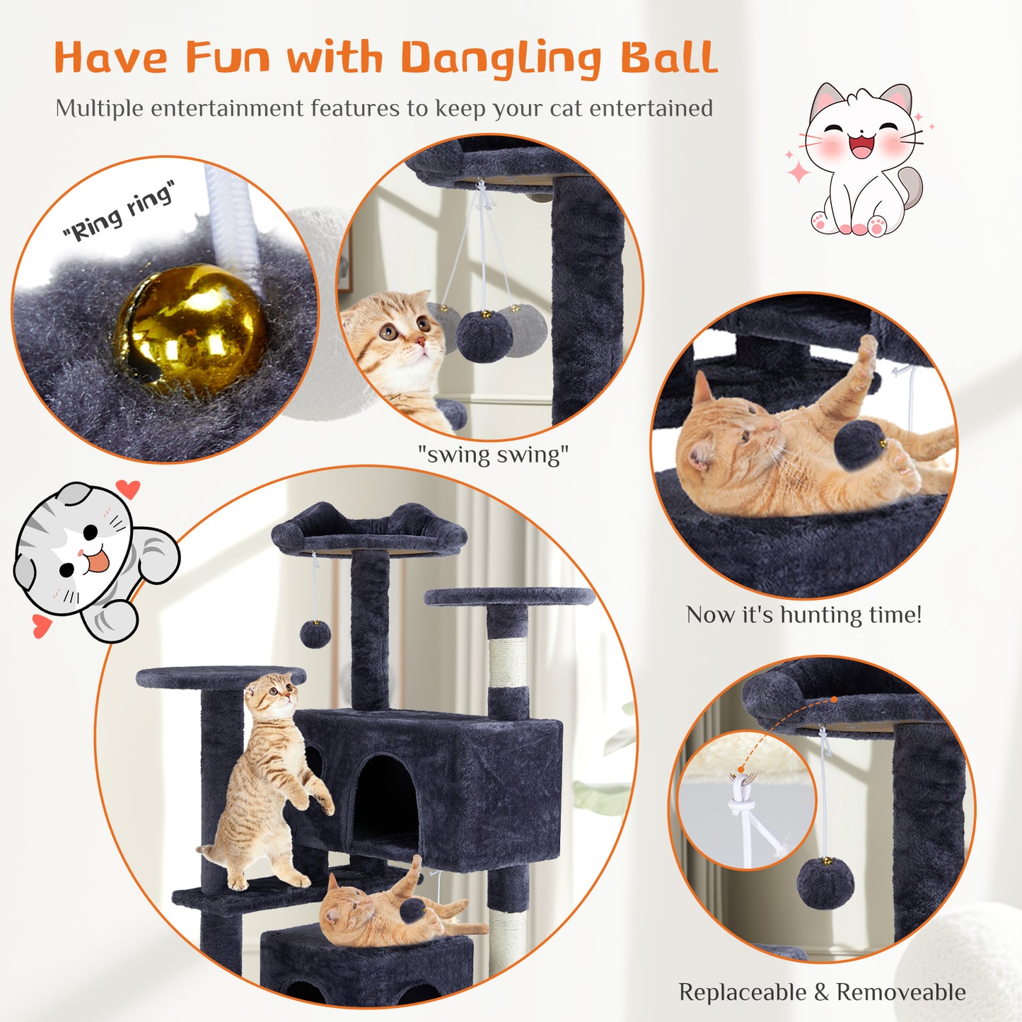 Multi Functional Cat Treehouse Climbing Frame