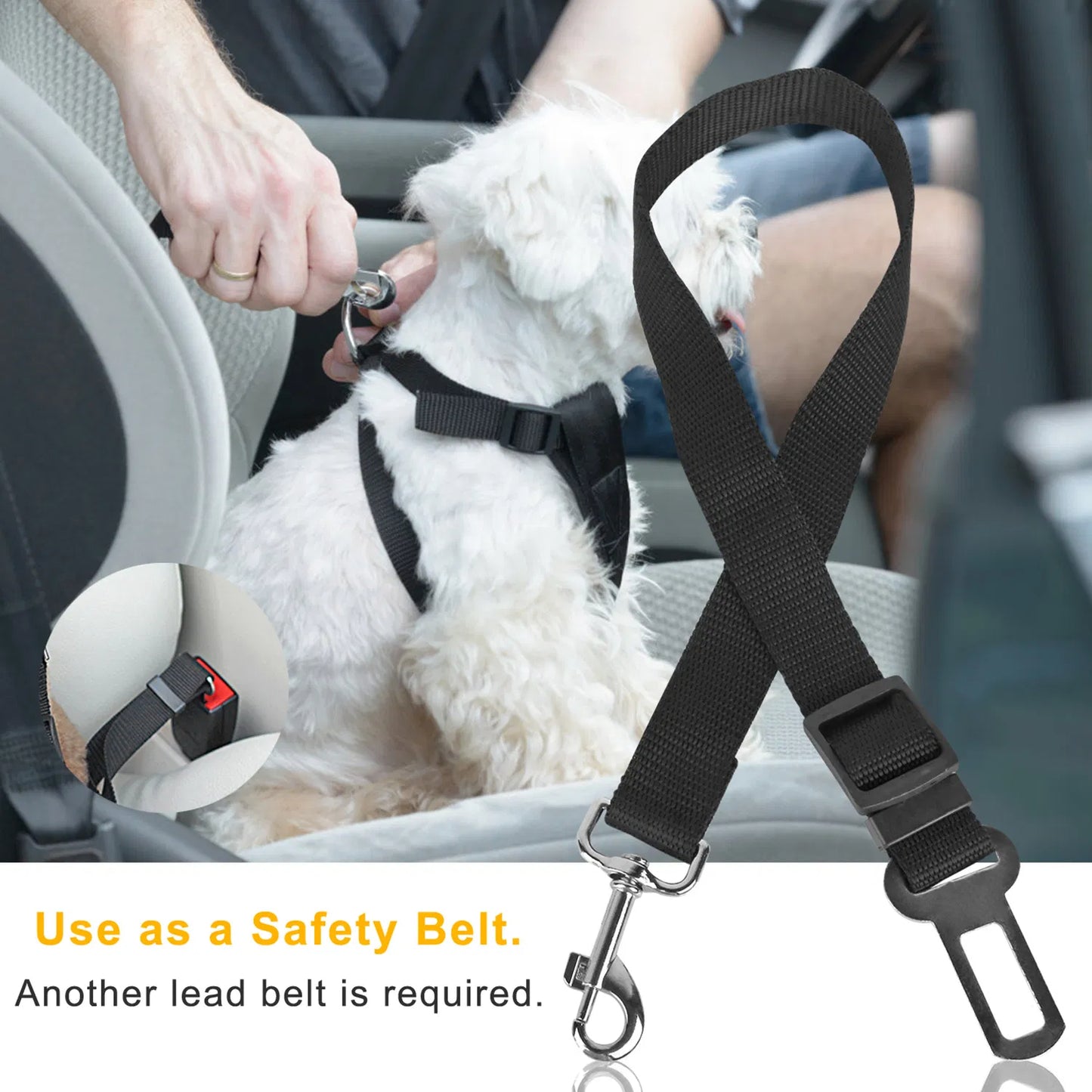 Pet Seat Belt Leash Adjustable Safety Harness for Dog snd Cat 2Pcs