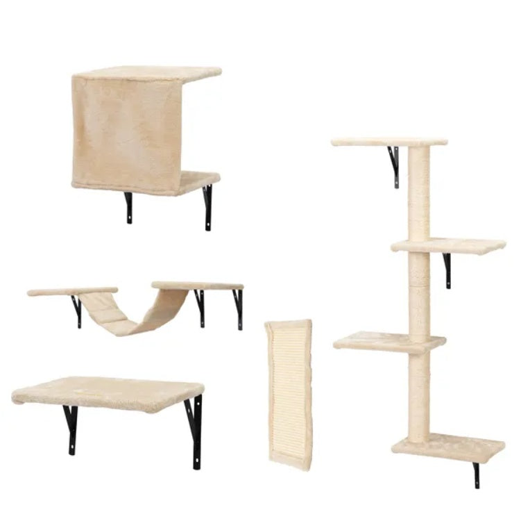 5-Piece Floating Cat Lounge Shelve Climber