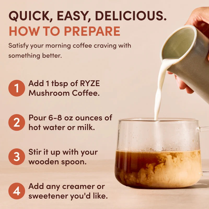 RYZE Mushroom Coffee 30 serving with one pack