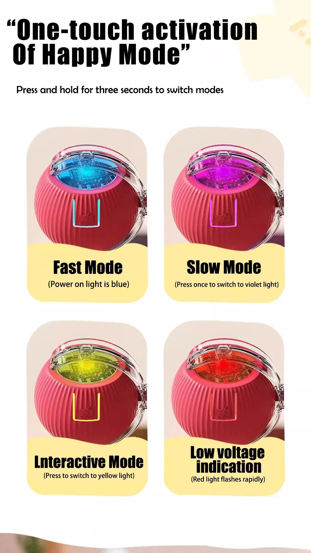 Pet Interactive Automatic Rolling Toy Ball Rechargeable 1-3Pcs