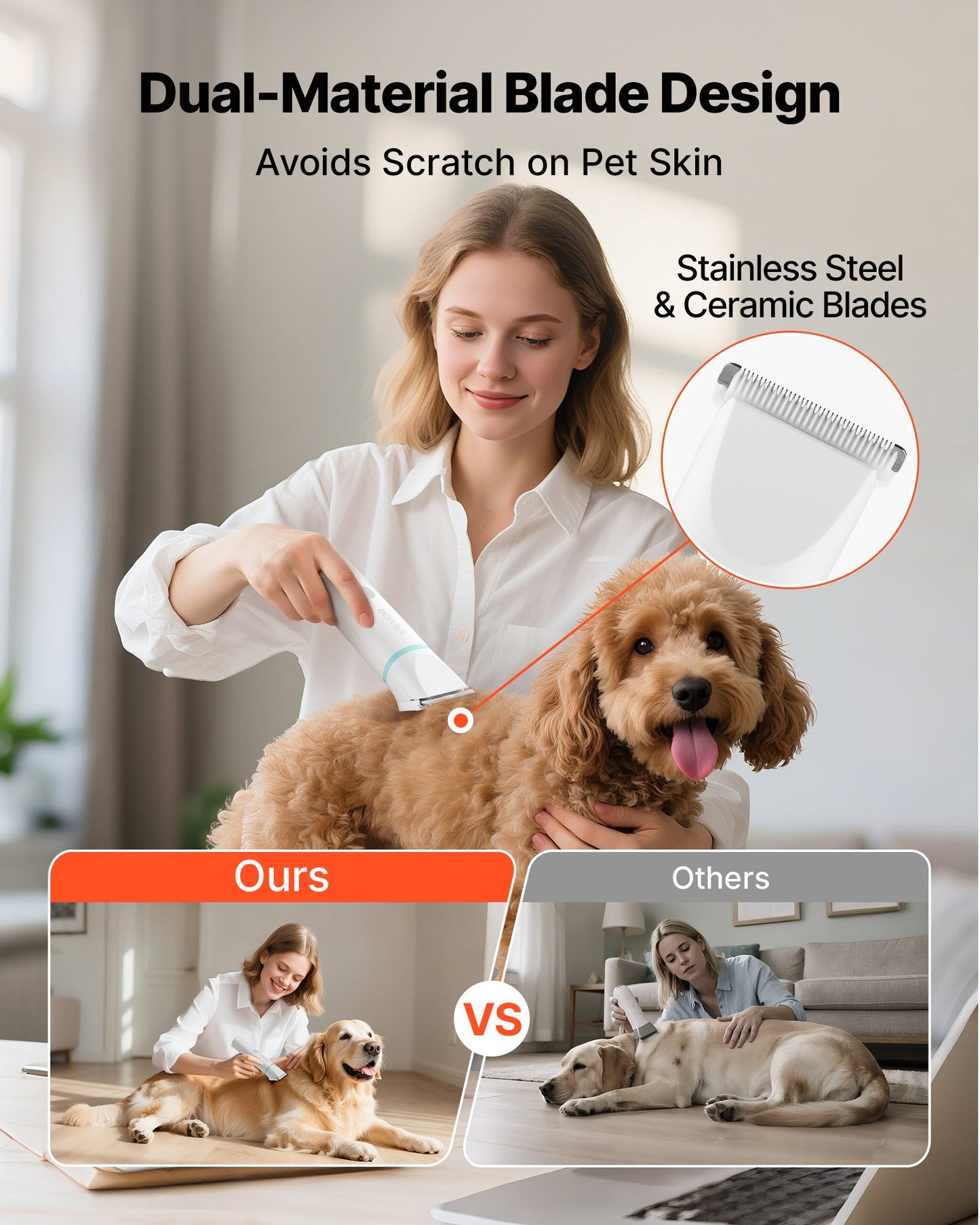 Pet Grooming Kit 4 in 1 Rechargeable Pet Shaver With 6 Combs & 4 Detachable Blades,