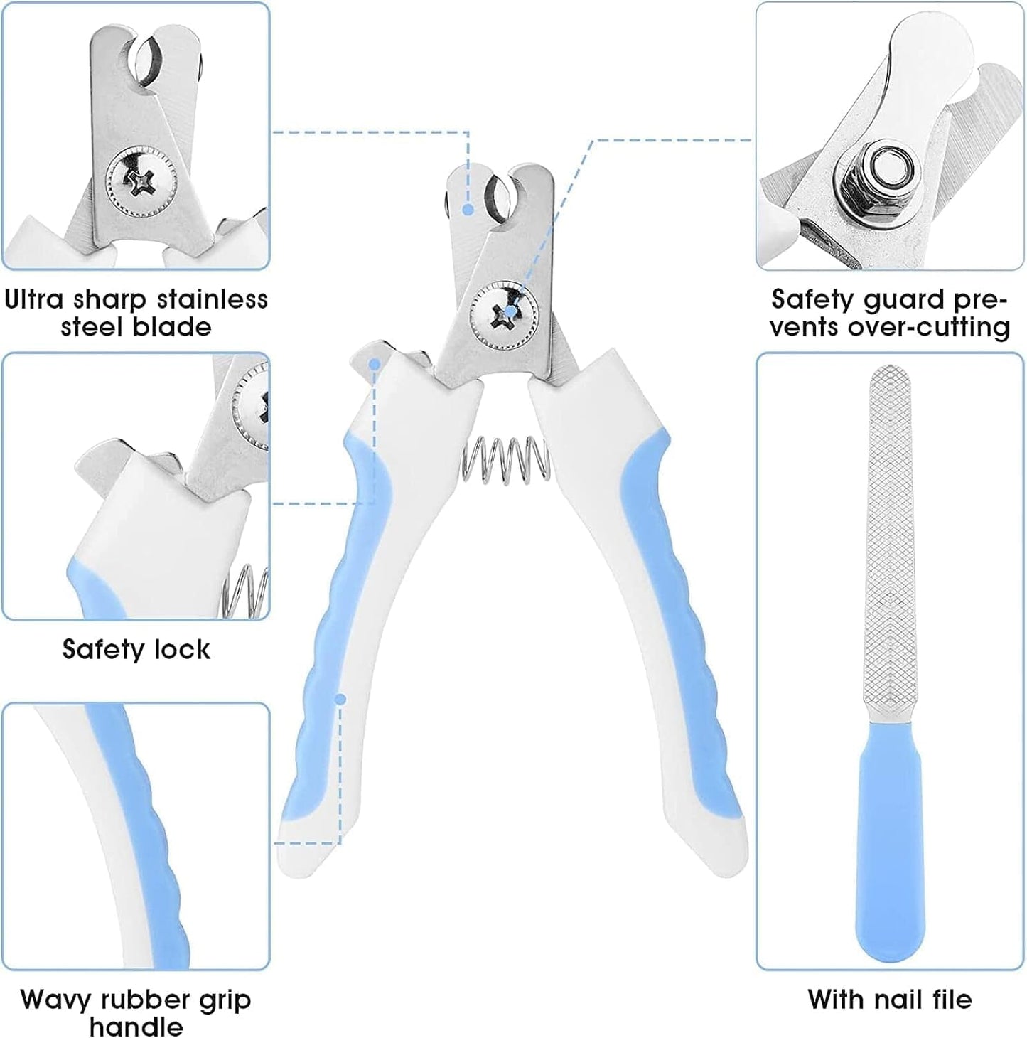 Pet Grooming Kit With brush, Nail Clipper, Flea Comb, Shampoo Bath Brush, Finger Toothbrush