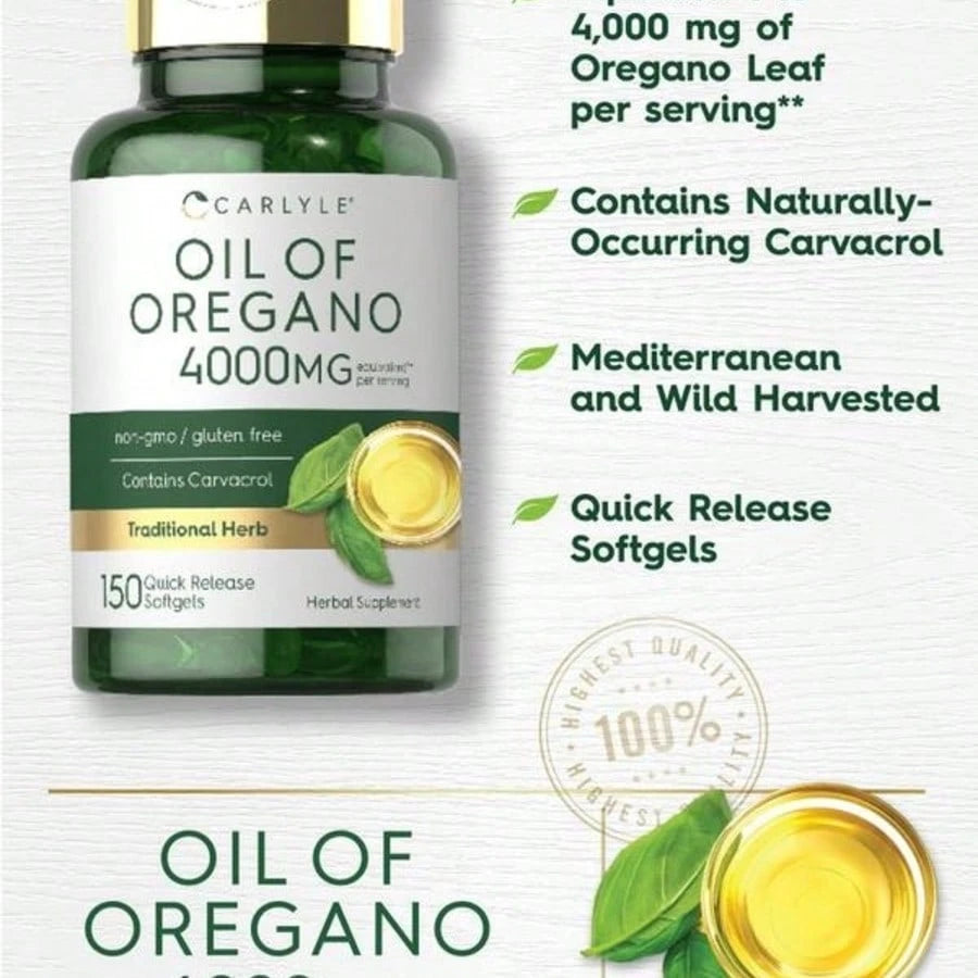 Carlyle Oregano Oil 4000mg Supplement | 150 Softgel Capsules